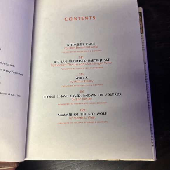 Reader's Digest Condensed Books Timeless Place Wheels Summer Red Wolf Earthquake - Picture 5 of 6